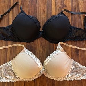 Natori Feathers Plunge Bra 36D; basics set of nude and black